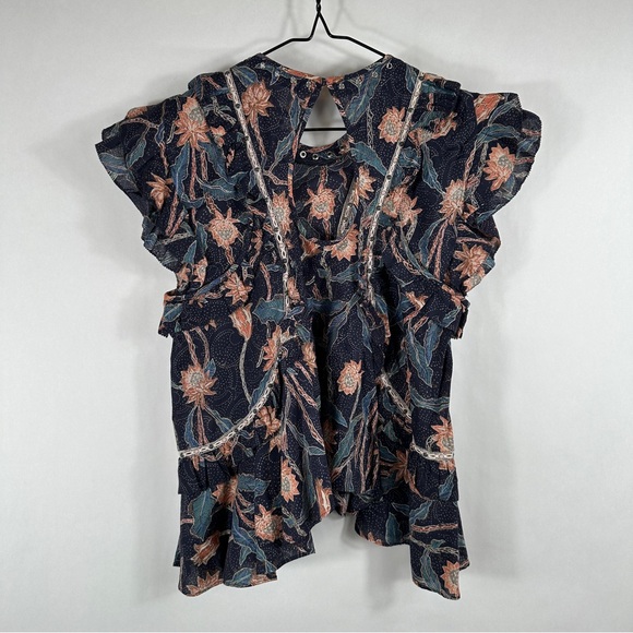 Isabel Marant Floral Ruffle Sleeve Top | Size 38 | US Size 6 - Picture 8 of 12